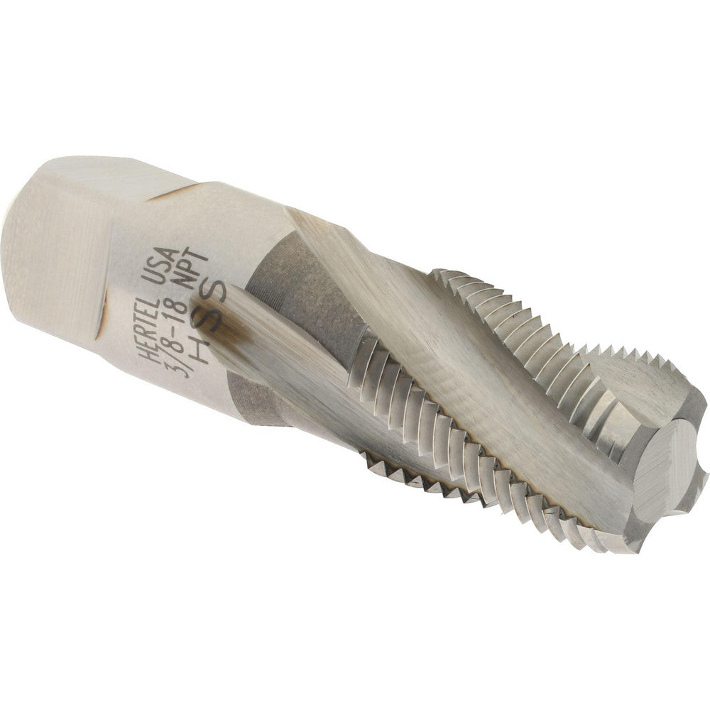 Hertel R837540-S 3/8-18 NPT, 15&deg Helix, 4 Flutes, Bright Finish, High Speed Steel, Spiral Flute Pipe Tap