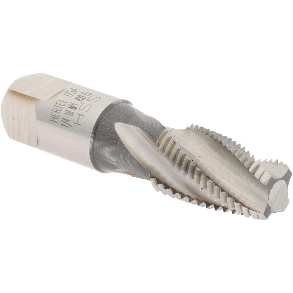 Hertel R127214-S 1/4-18 NPT, 15&deg Helix, 4 Flutes, Bright Finish, High Speed Steel, Spiral Flute Pipe Tap