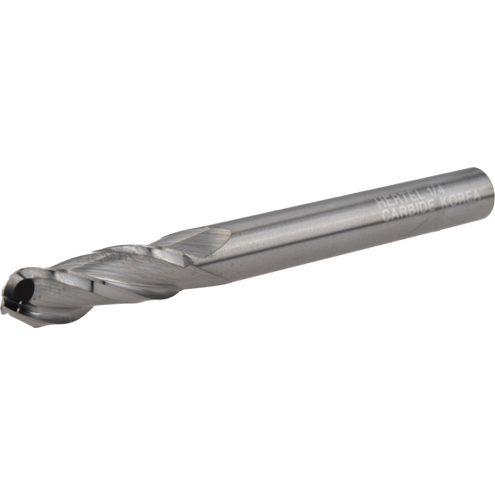 Hertel E599924734 Ball End Mill 1/4" Dia, 3/4" LOC, 3 Flute, Solid Carbide