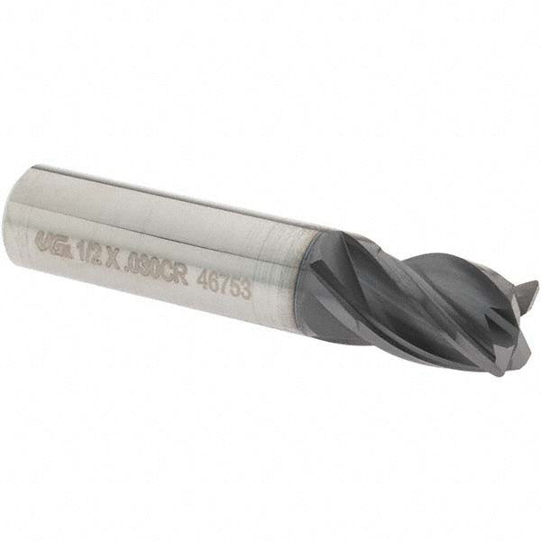 OSG VG434-5000 Corner Radius End Mill 1/2" Dia, 5/8" LOC, 0.03" Radius, 4 Flutes, Solid Carbide