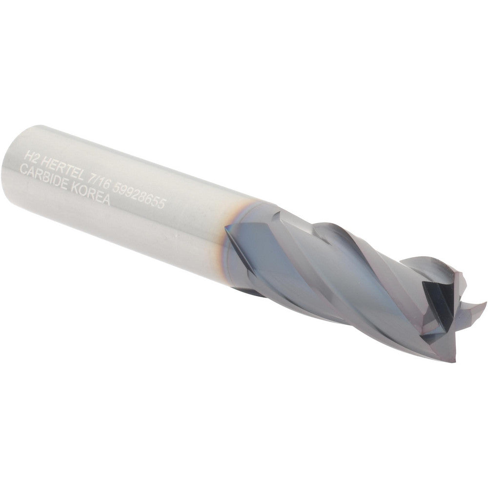 Hertel 59928655 Square End Mill 7/16" Dia, 1" LOC, 4 Flute, Solid Carbide