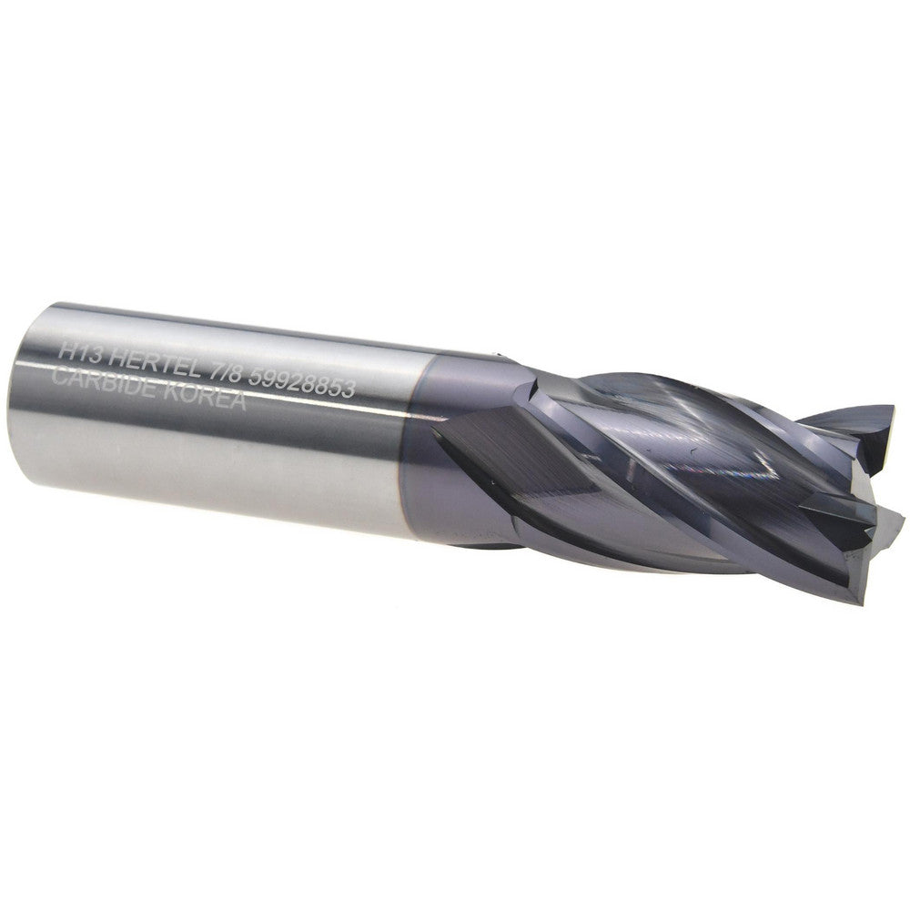 Hertel 59928853 Square End Mill 7/8" Dia, 1-1/2" LOC, 4 Flute, Solid Carbide