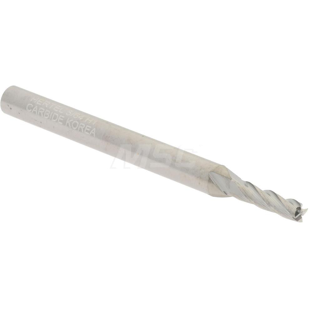 Hertel 59930768 Square End Mill 5/64" Dia, 1/4" LOC, 4 Flute, Solid Carbide