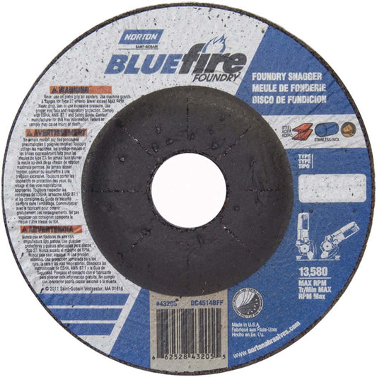 Norton 66252843205 Depressed Center Wheel Type 27, 4-1/2" Dia, Silicon Carbide Blend & Zirconia Alumina
