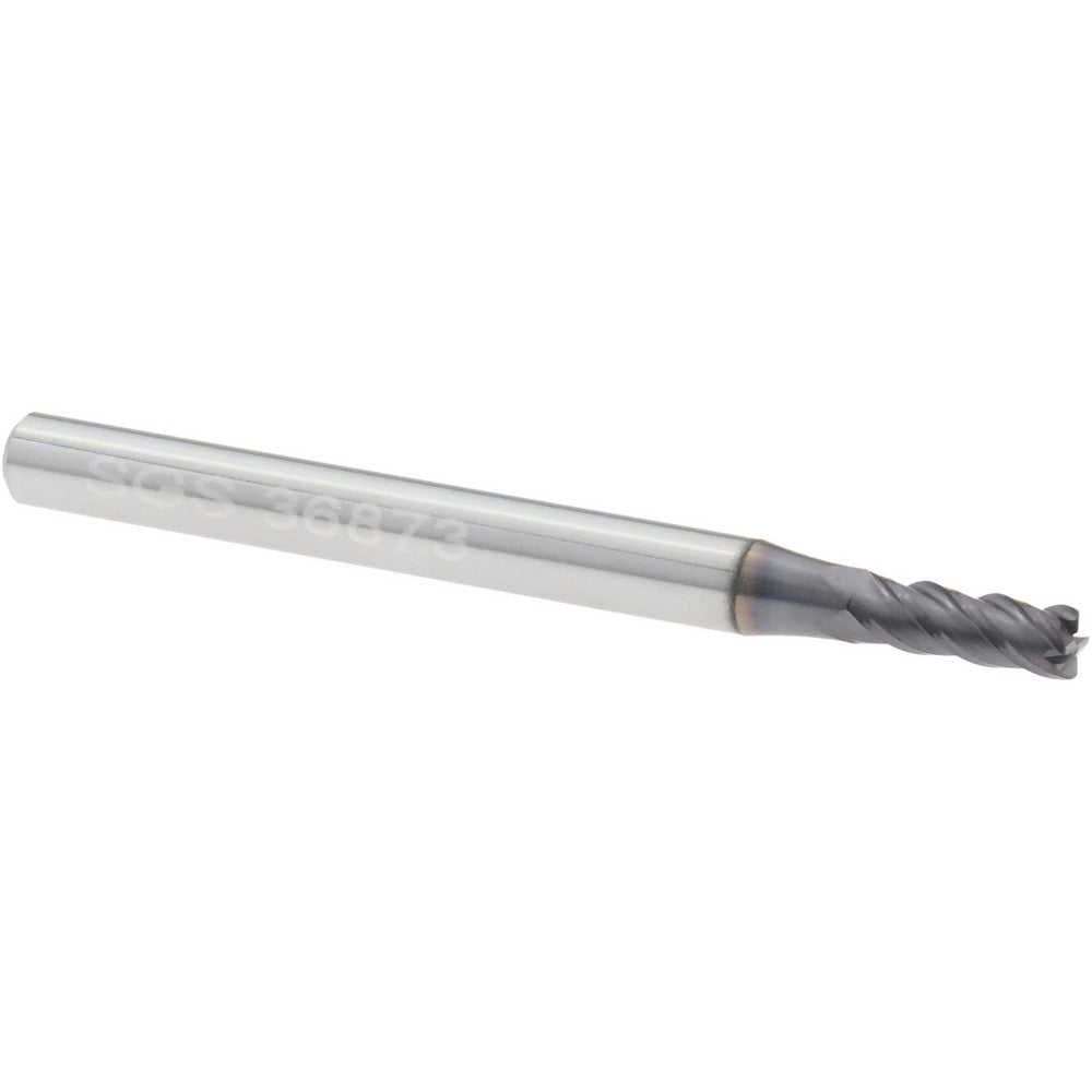 Kyocera SGS Precision Tools 36873 Corner Radius End Mill 0.0938" Dia, 9/32" LOC, 0.0100" Radius, 4 Flute, Solid Carbide