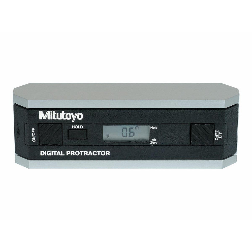 Mitutoyo 950-318 Digital & Dial Protractors Style Digital Measuring Range (Degrees) 360.00 Maximum Angle Measurement 360 ° Batteries Included Yes Number Of Batteries 1 Features Powered by 9v Battery for 500 Hour Battery Life Magnetic Base No Battery Type 9