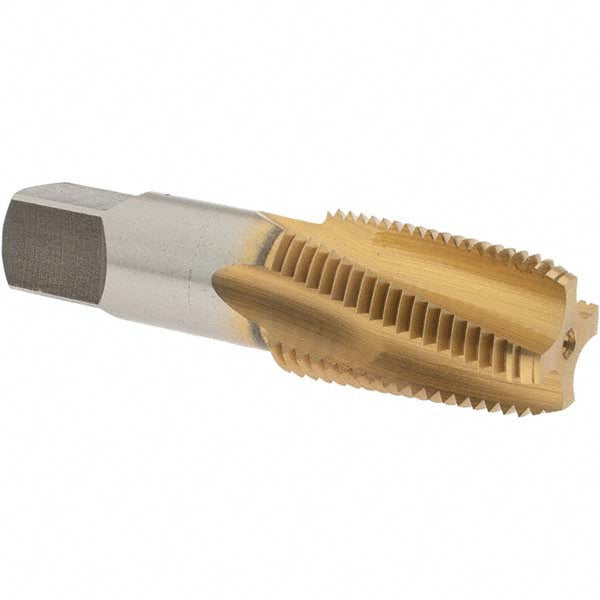 OSG 1735505 1/2-14 NPT, 15&deg Helix, 4 Flutes, Modified Bottoming Chamfer, TiN Finish, High Speed Steel, Spiral Flute Pipe Tap