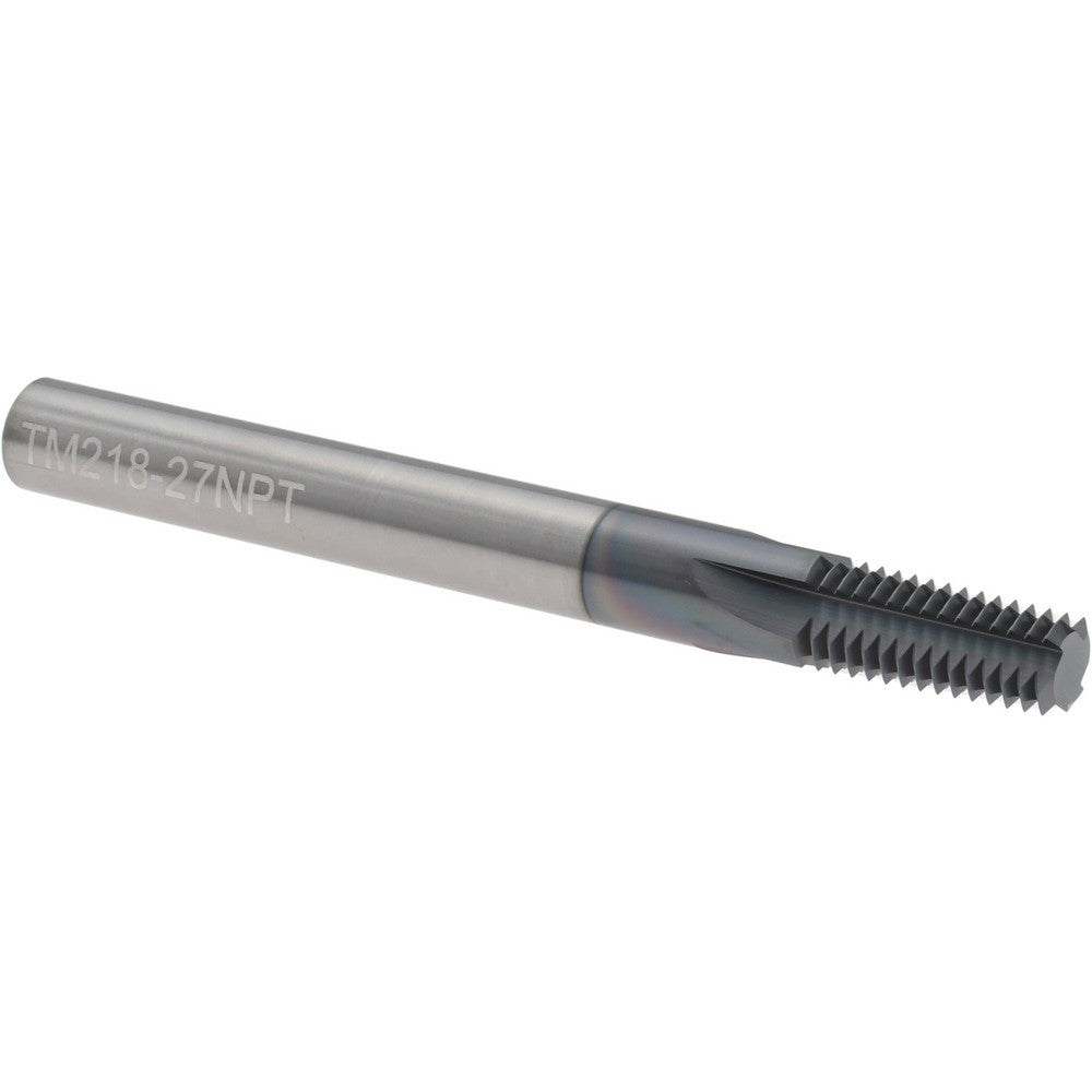 Scientific Cutting Tools, Inc. TM21827NPT-A Straight Flute Thread Mill 1/16 - 27 & 1/8 - 27, External & Internal, 4 Flutes, 1/4" Shank Dia, Solid Carbide