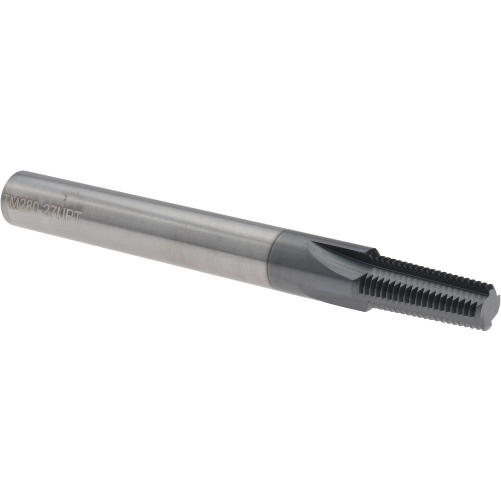 Scientific Cutting Tools, Inc. TM28027NPTTIN/C Straight Flute Thread Mill 1/8-27, External & Internal, 4 Flutes, 3/8" Shank Dia, Solid Carbide