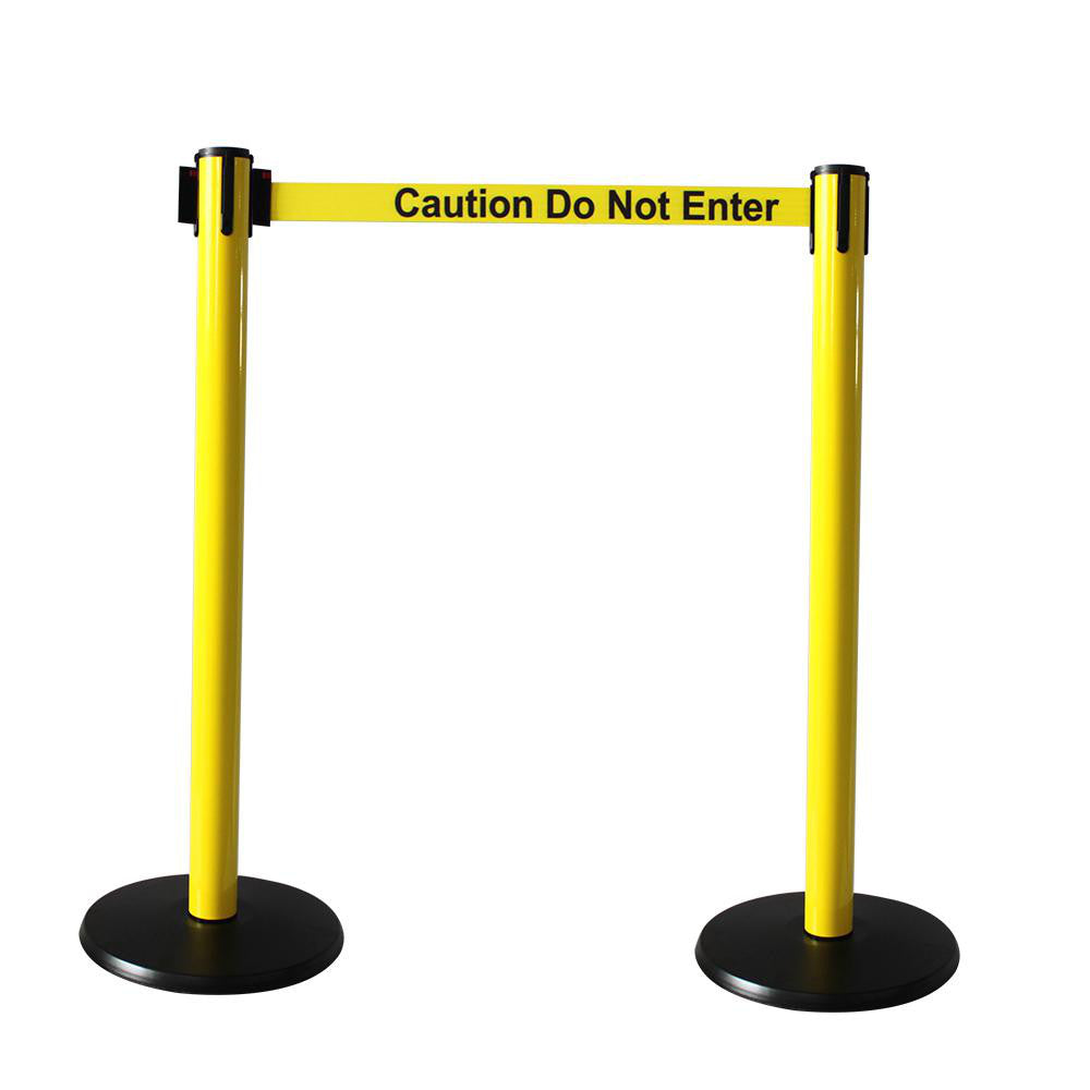 PRO-SAFE BP35ID2.3CAU-YB Free Standing Retractable Belt Barrier Post 40" High, 2-1/2" Dia, Steel Post