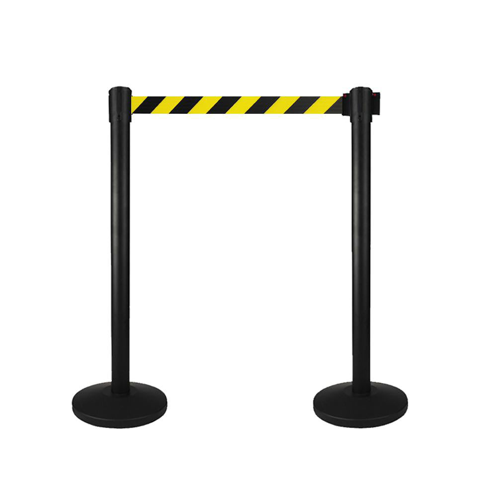 PRO-SAFE BP36CD-2.3-YB-B Retractable Belt Barrier Post 7-1/2' Belt Length, Steel Post, Metal Base