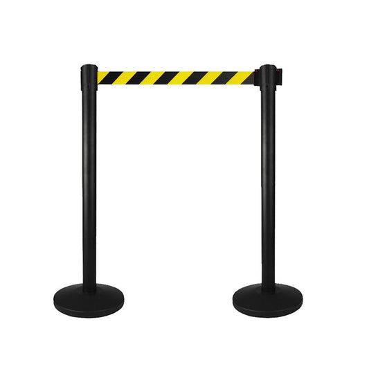 PRO-SAFE BP36CD-2.3-YB-B Retractable Belt Barrier Post 7-1/2' Belt Length, Steel Post, Metal Base