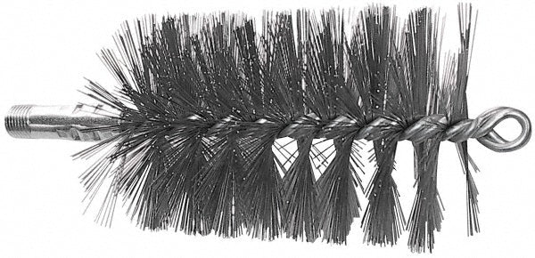 Schaefer Brush 43548 Double Stem & Double/Single Spiral Tube Brush 2-1/4" Dia, 7-1/4" OAL, Stainless Steel Bristles