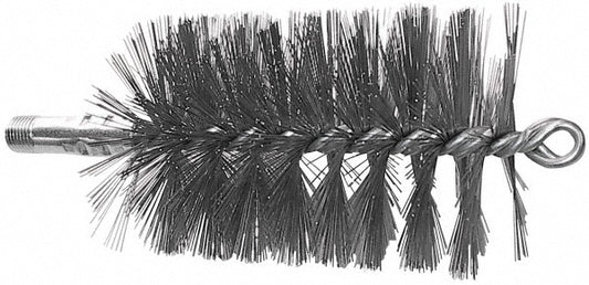 Schaefer Brush 43548 Double Stem & Double/Single Spiral Tube Brush 2-1/4" Dia, 7-1/4" OAL, Stainless Steel Bristles