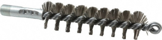 Schaefer Brush 43536 Double Stem & Double/Single Spiral Tube Brush 1-1/4" Dia, 7-1/4" OAL, Stainless Steel Bristles