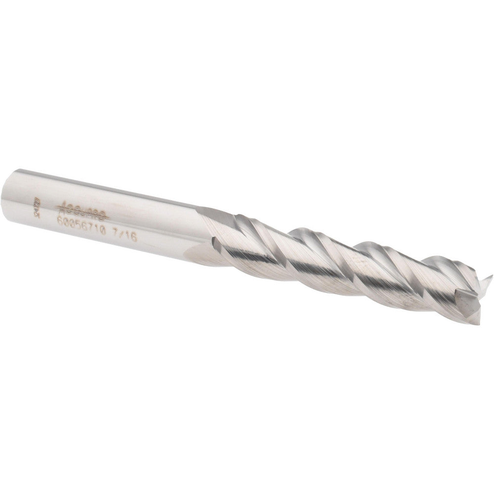 Accupro 60056710 Square End Mill 7/16'' Dia, 2'' LOC, 7/16'' Shank Dia, 4'' OAL, 3 Flutes, Solid Carbide