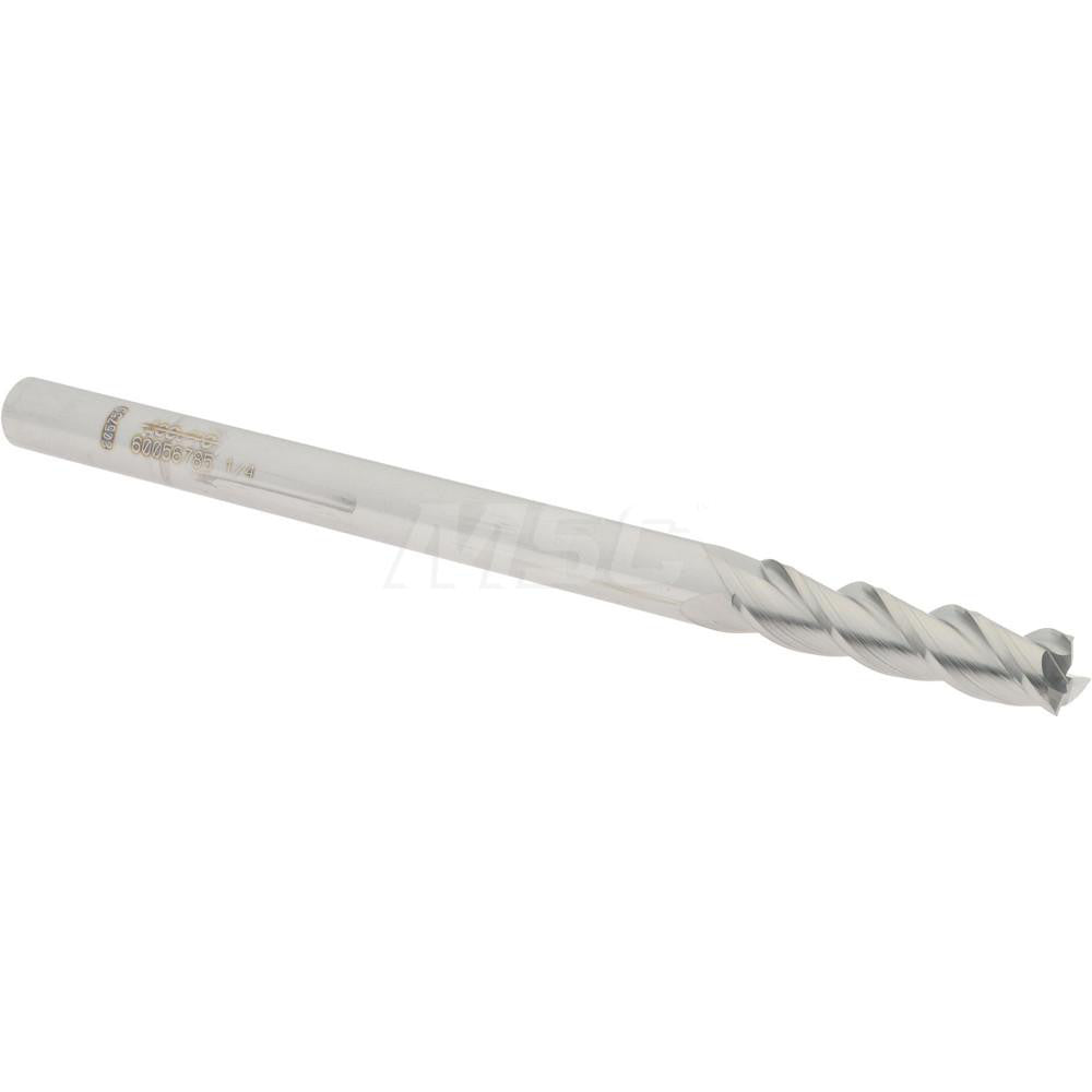 Accupro 60056785 Square End Mill 1/4'' Dia, 1'' LOC, 1/4'' Shank Dia, 4'' OAL, 3 Flutes, Solid Carbide