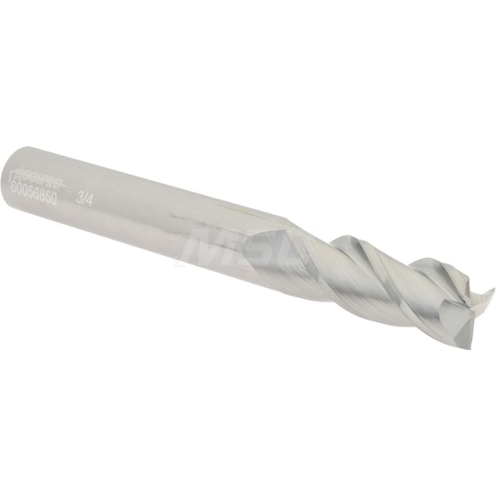 Accupro 60056850 Square End Mill 3/4'' Dia, 2'' LOC, 3/4'' Shank Dia, 6'' OAL, 3 Flutes, Solid Carbide