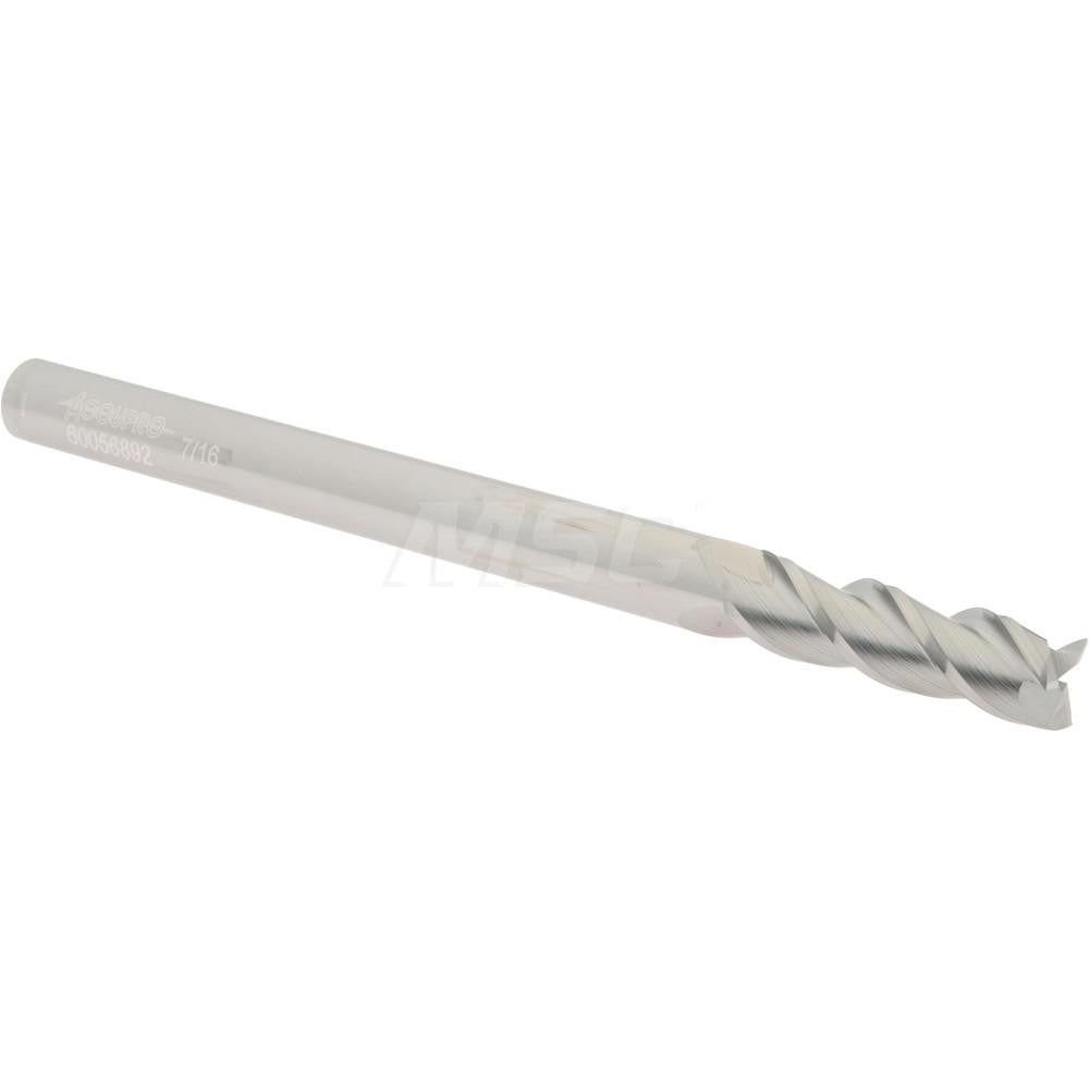 Accupro 60056892 Square End Mill 7/16'' Dia, 1-1/2'' LOC, 7/16'' Shank Dia, 6'' OAL, 3 Flutes, Solid Carbide