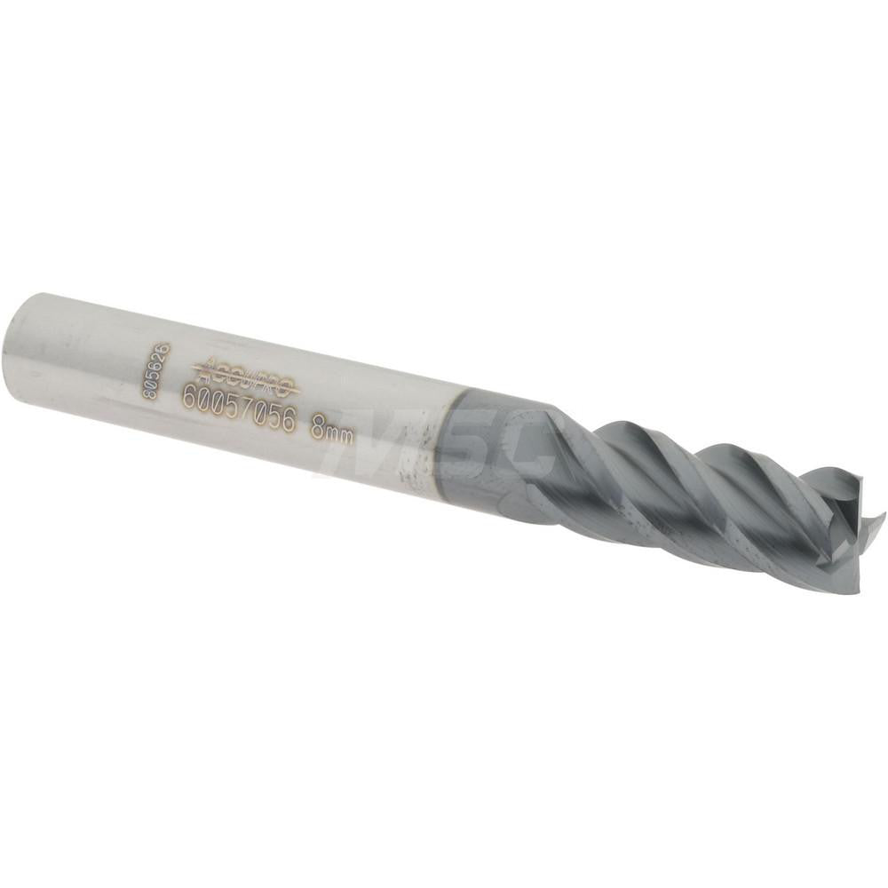 Accupro 60057056 Square End Mill 0.315'' Dia, 0.7874'' LOC, 4 Flutes, Solid Carbide