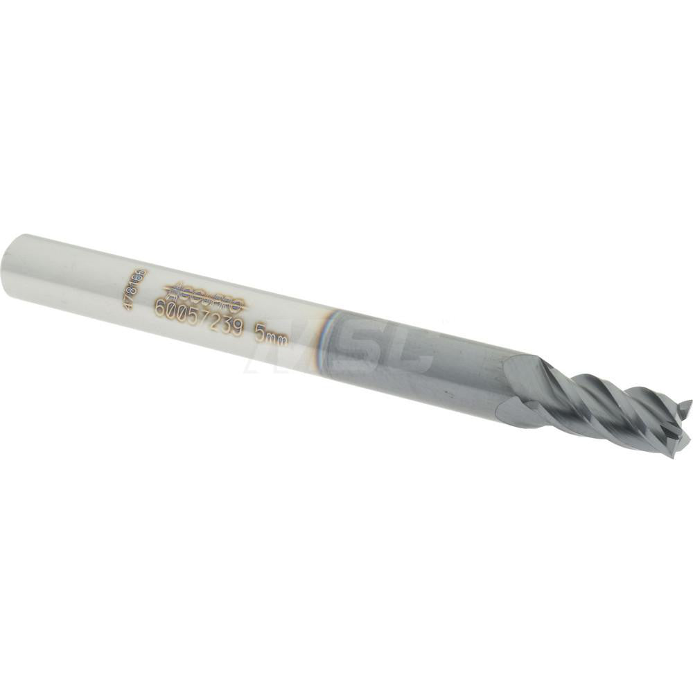 Accupro 60057239 Square End Mill 0.1969'' Dia, 0.3937'' LOC, 4 Flutes, Solid Carbide