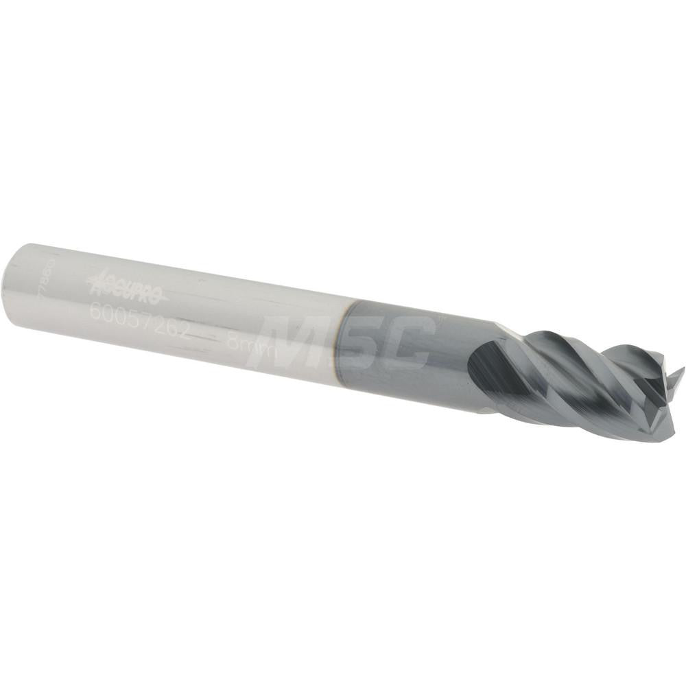 Accupro 60057262 Square End Mill 0.315'' Dia, 0.4724'' LOC, 4 Flutes, Solid Carbide
