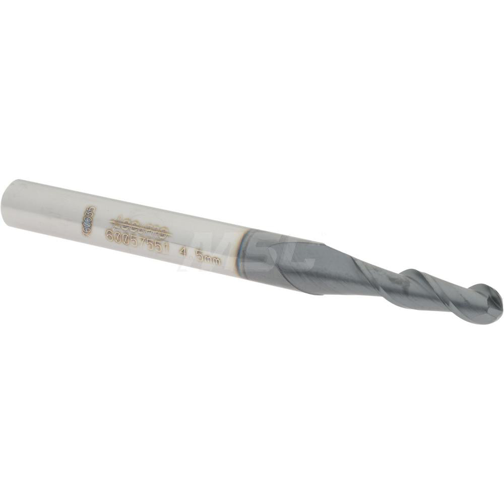 Accupro 60057551 Ball End Mill 0.177" Dia, 0.6299" LOC, 2 Flute, Solid Carbide