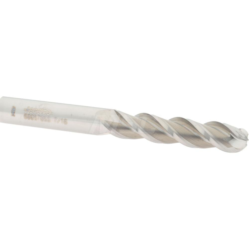 Accupro 60057866 Ball End Mill 0.4375" Dia, 2" LOC, 3 Flute, Solid Carbide