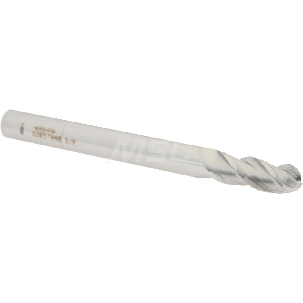 Accupro 60057940 Ball End Mill 0.375" Dia, 1" LOC, 3 Flute, Solid Carbide