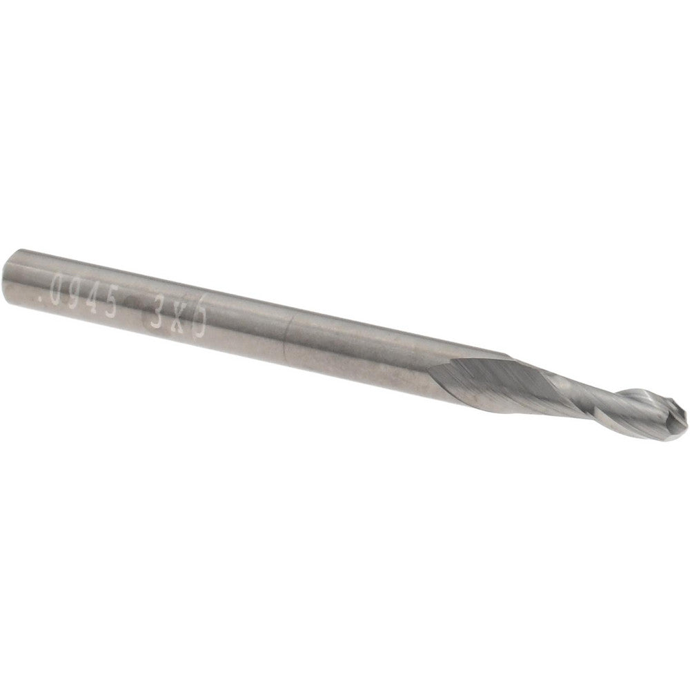 Kyocera SGS Precision Tools 01963 Ball End Mill 3/32" Dia, 9/32" LOC, 2 Flute, Solid Carbide