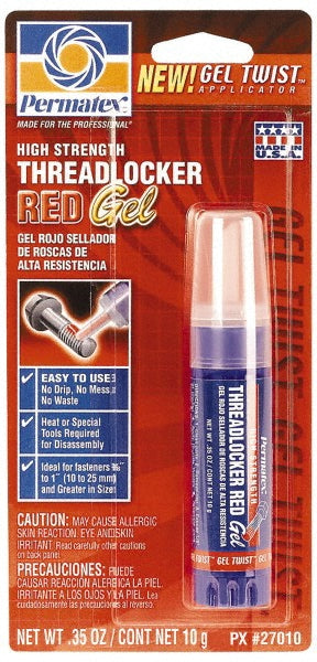 Permatex 27010 Threadlocker Red, Gel, 10 g, Tube