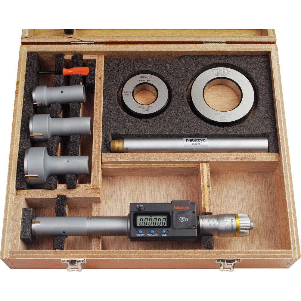 Mitutoyo 468-978 Electronic Inside Micrometers Minimum Measurement (Decimal Inch) 1  Maximum Measurement (Decimal Inch) 2  Rod Type Extension  Thimble Type Ratchet Stop  Resolution (Decimal Inch) 0.001  Gage Depth (Decimal Inch) 4