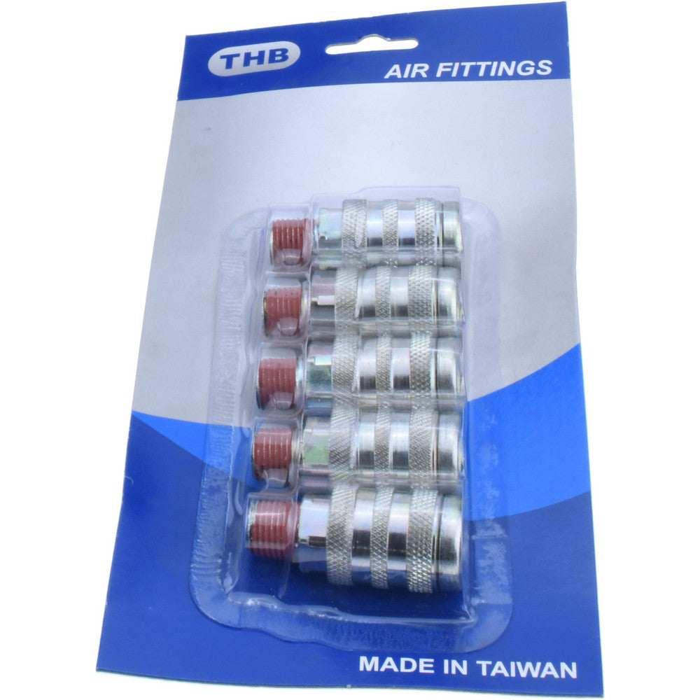 Value Collection 2311082531 5 Piece 1/4" Body 1/4 NPT 215 psi Zinc Industrial Pneumatic Coupling Plug Set