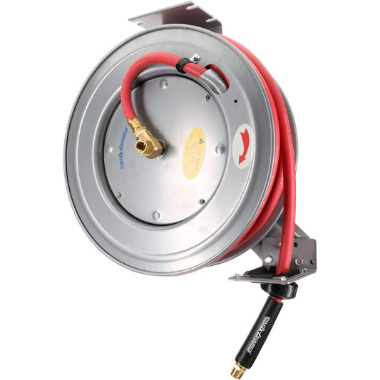 Pro-Source 2810057510PRO Hose Reel with Hose 1/2" ID Hose x 75', Spring Retractable