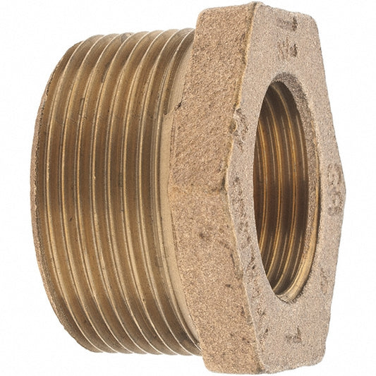 Merit Brass XB114-2416 Brass Pipe Bushing 1-1/2 x 1" Fitting, Threaded, FBSPT x FBSPT, Class 125