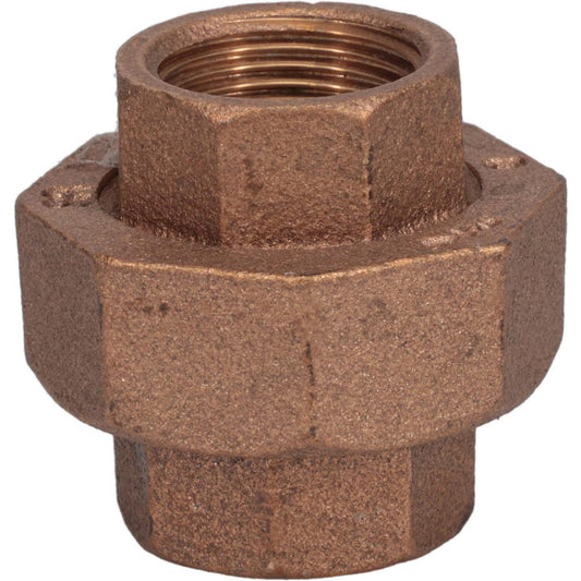 Merit Brass XB187-12 Brass Pipe Union 3/4" Fitting, Threaded, FBSPT x FBSPT, Class 125