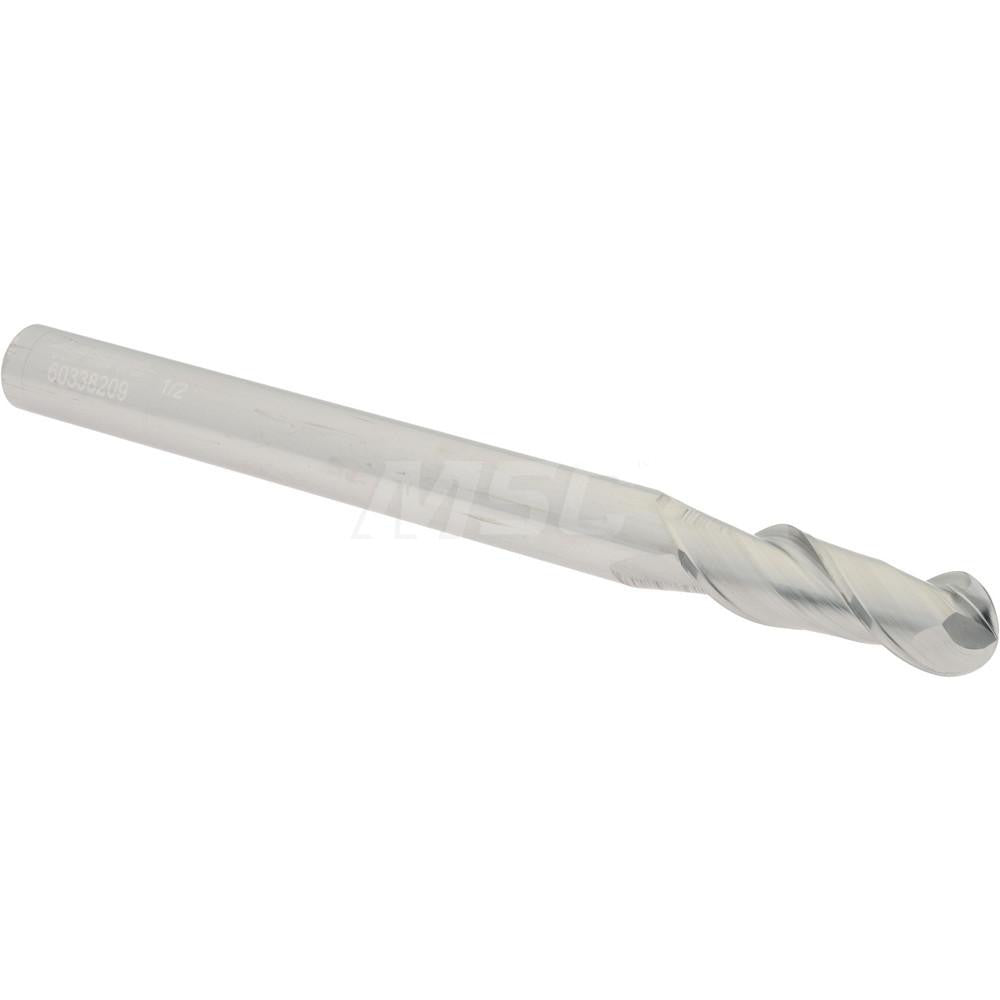 Accupro 60338209 Ball End Mill 0.5" Dia, 1.5" LOC, 2 Flute, Solid Carbide