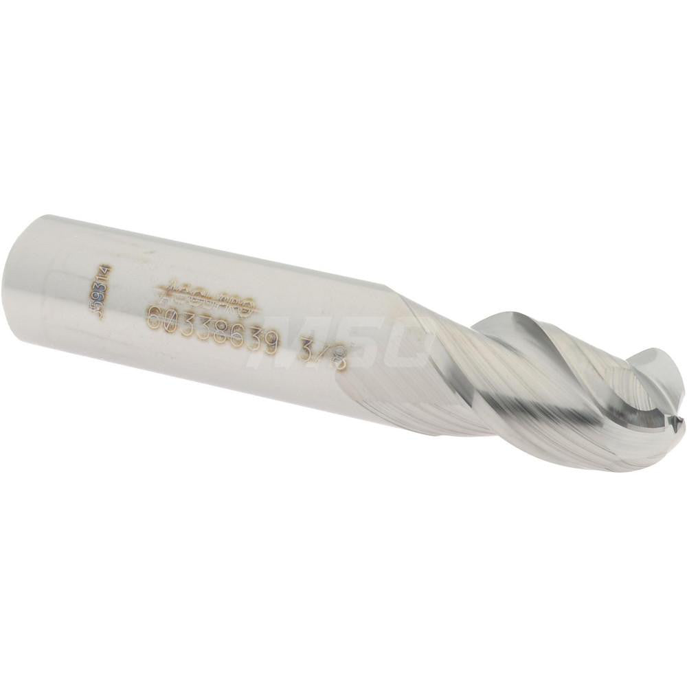 Accupro 60338639 Ball End Mill 0.375" Dia, 0.625" LOC, 3 Flute, Solid Carbide