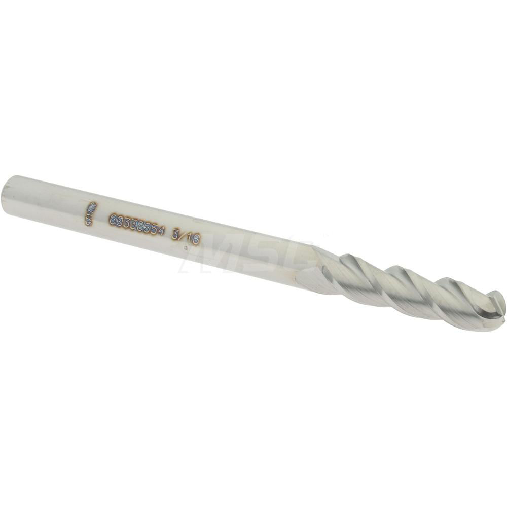 Accupro 60338654 Ball End Mill 0.1875" Dia, 0.75" LOC, 3 Flute, Solid Carbide