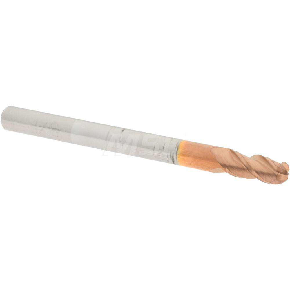 Accupro 60338688 Ball End Mill 0.125" Dia, 0.25" LOC, 3 Flute, Solid Carbide