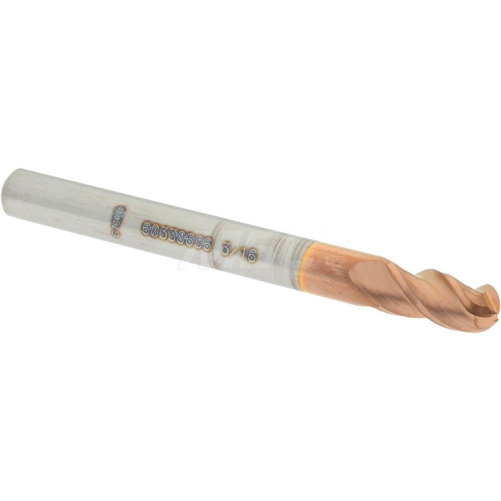 Accupro 60338696 Ball End Mill 0.1875" Dia, 0.375" LOC, 3 Flute, Solid Carbide