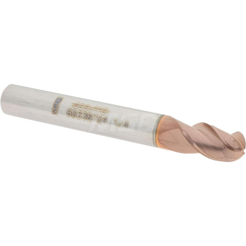 Accupro 60338704 Ball End Mill 0.25" Dia, 0.375" LOC, 3 Flute, Solid Carbide