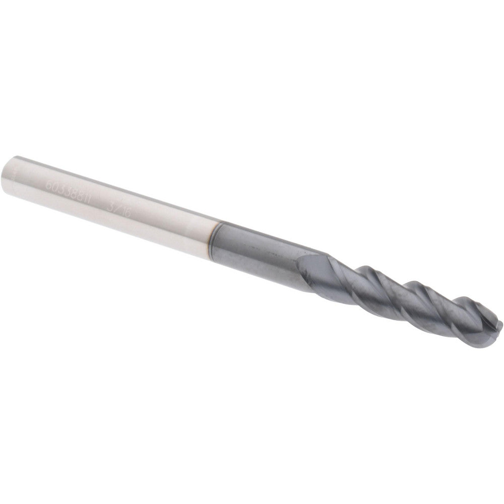 Accupro 60338811 Ball End Mill 0.1875" Dia, 0.75" LOC, 3 Flute, Solid Carbide