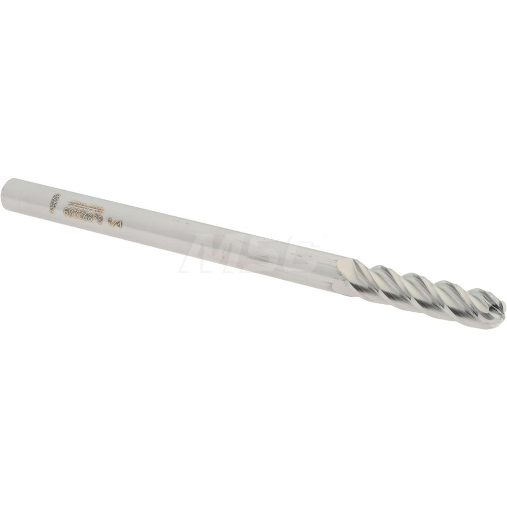Accupro 60338878 Ball End Mill 0.25" Dia, 1" LOC, 4 Flute, Solid Carbide
