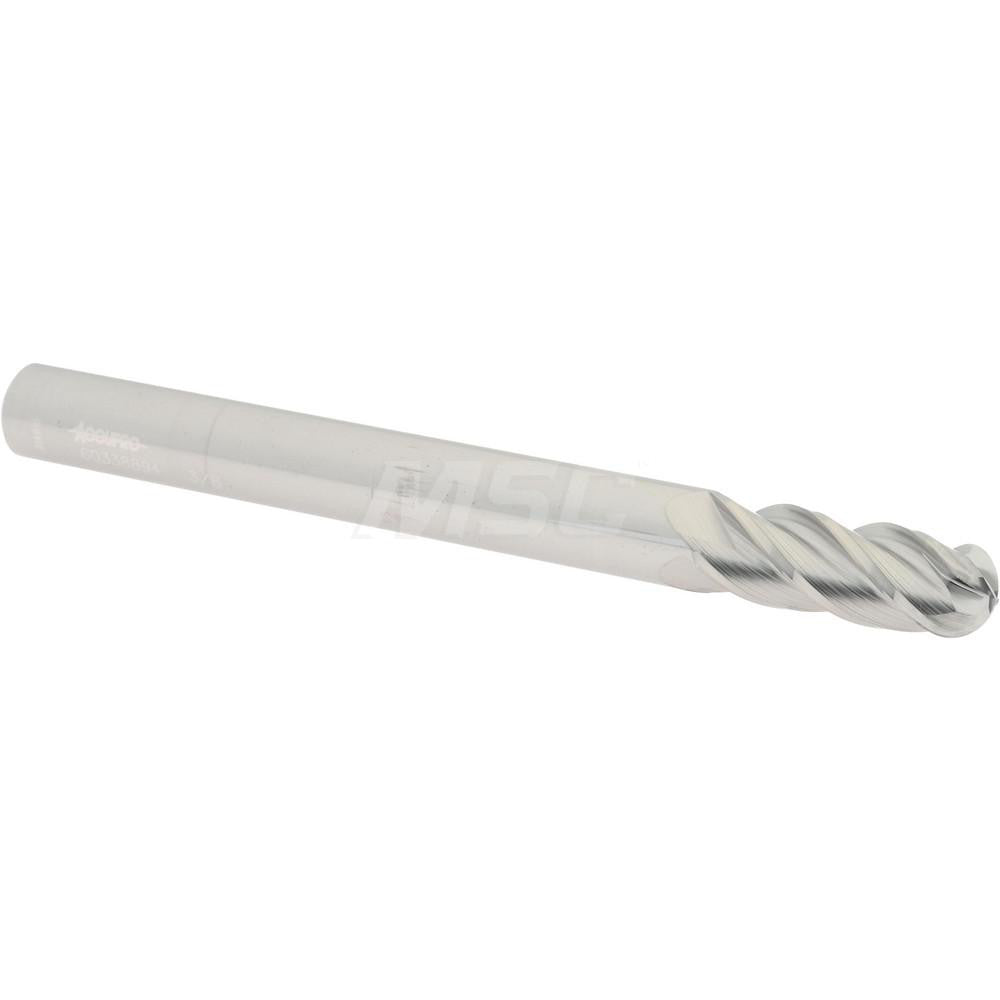 Accupro 60338894 Ball End Mill 0.375" Dia, 1" LOC, 4 Flute, Solid Carbide