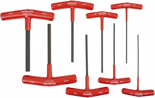 Bondhus 15287 8 Piece T-Handle Cushion Grip Hex Key Set