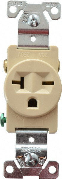 Cooper Wiring Devices 5461V Straight Blade Single Receptacle NEMA 6-20R, 20 Amps, Self-Grounding