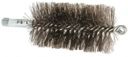 Schaefer Brush 43851 Double Stem/Spiral Tube Brush 2-1/2" Dia, 7-1/4" OAL, Stainless Steel Bristles