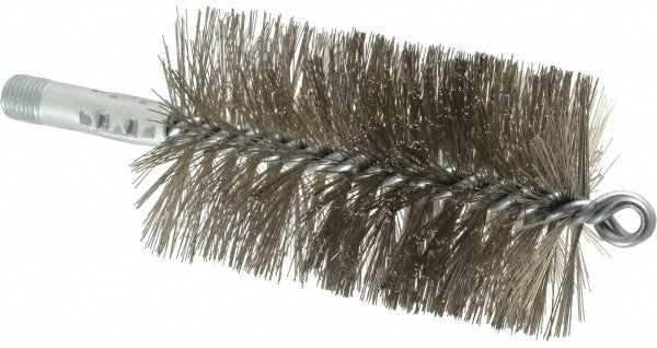 Schaefer Brush 43853 Double Stem/Spiral Tube Brush 2-3/4" Dia, 7-1/4" OAL, Stainless Steel Bristles