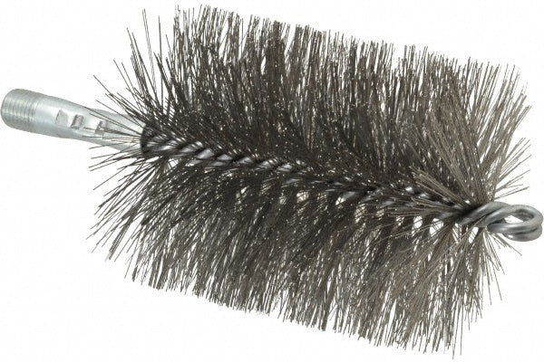 Schaefer Brush 43862 Double Stem/Spiral Tube Brush 3-1/2" Dia, 7-1/4" OAL, Stainless Steel Bristles